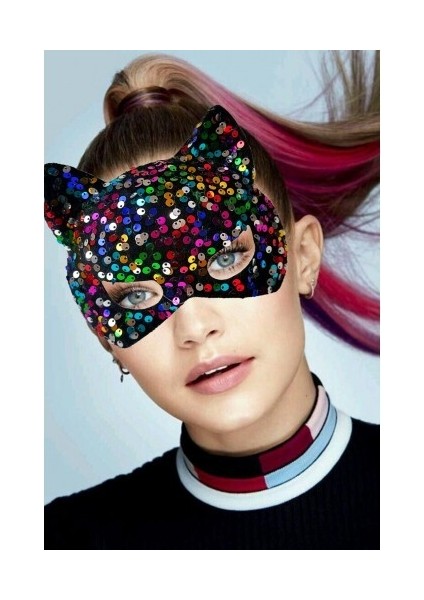 Siyah Kadife Payetli Parti Maskesi fiyatları