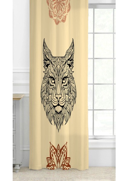 Mandala Kedi Arslan Hippi Yoga Meditasyon Etnik Antika Desenli Dijital Baskılı (Tek Kanat) Fon Perde fiyatları