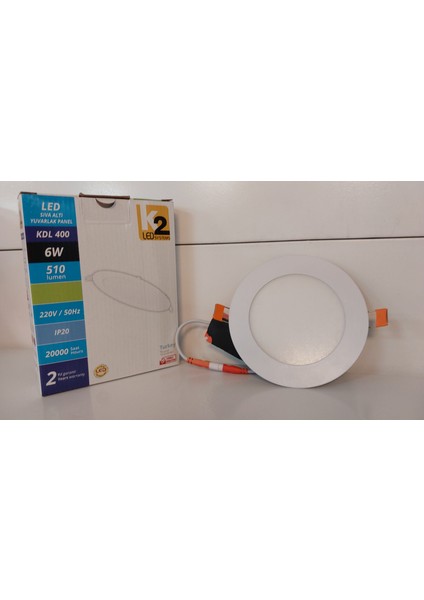 10 Adet Global K2 KDL400 6W 6500K Beyaz Smd Yuvarlak Slim LED Panel