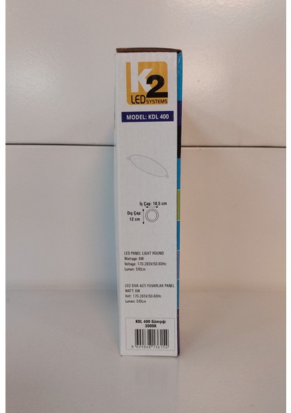 10 Adet Global K2 KDL400 6W 6500K Beyaz Smd Yuvarlak Slim LED Panel