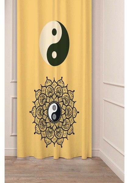 Yin Yang Mandala Felsefi Hippi Iyilik Içinde Kötülük Kötülük Içinde Iyilik (Tek Kanat) Fon Perde
