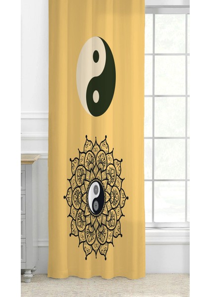 Yin Yang Mandala Felsefi Hippi Iyilik Içinde Kötülük Kötülük Içinde Iyilik (Tek Kanat) Fon Perde
