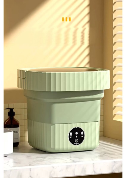 Katlanır Mini Çamaşır Makinesi Pembe Taşınabilir Retro Silikon Çorap Iç Çamaşırı Yıkayıcı 10 Lt