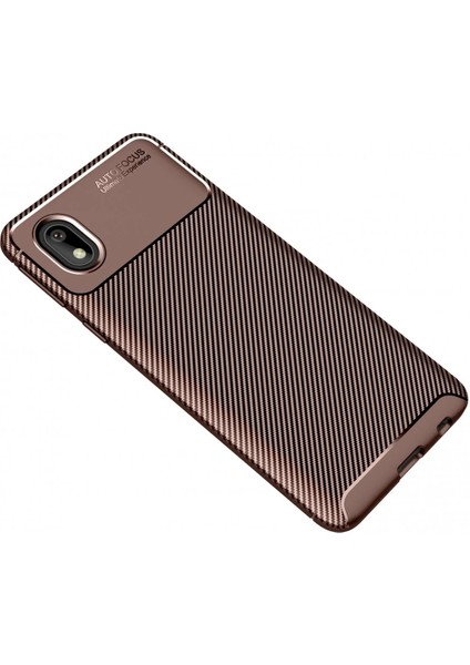 Samsung Galaxy A01 Core Kılıf Auto Focus Karbon Kapak - Kahverengi Nrmsa