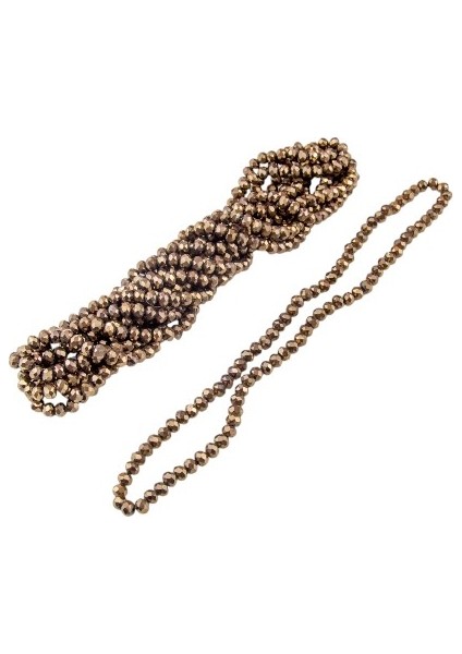 6 mm Kahve Kaplama Kristal Cam Boncuk 1 Dizi - (80-85 Adet)