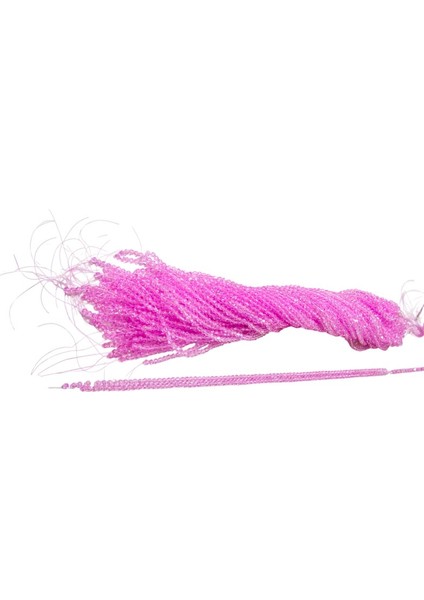 4 mm Şeker Pembe Piramit Kristal Cam Boncuk 1 Dizi - (85 Adet)