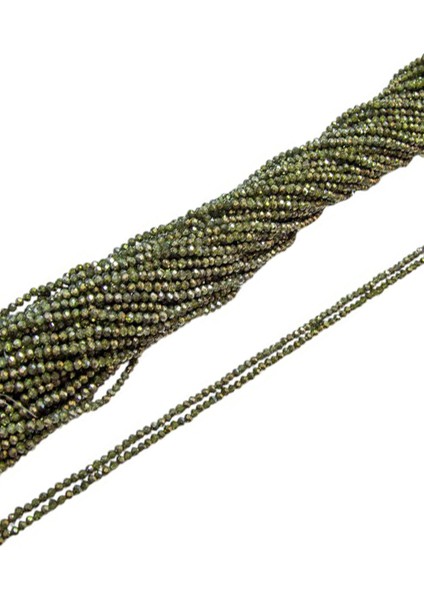 4 mm Kına Yeşili Basık Kristal Cam Boncuk 1 Dizi - (110 Adet)
