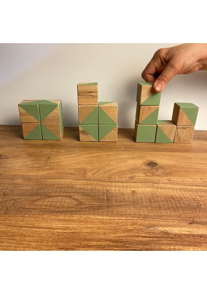 Ahşap Geometrik Küp Puzzle | Montessori Zeka Oyuncağı | 3+ Yaş | Eğitici Ahşap Küpler | En-71 Sertifikalı Boyalar