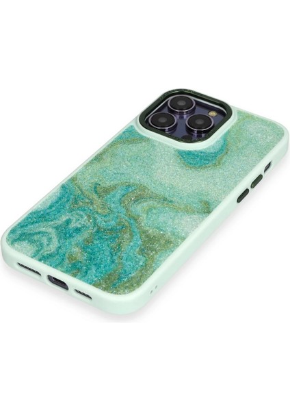 Iphone 12 Pro Max Kılıf Moda Simli Kapak - Yeşil Nrmsa