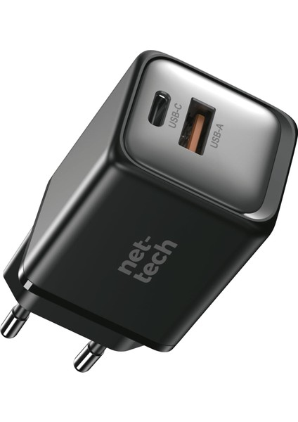 45W Gan Teknolojili Hızlı Şarj Adaptörü - Siyah, Çift Giriş (Usb-C & Usb-A), Type-C Uyumlu, Kompakt ve Güçlü