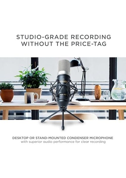 Professional MPM-1000 - Podcast, Akış, Şarkı Söyleme, Tele-Çalışma ve Oyun Için Masa Standı ve Kablolu Xlr Kondenser Stüdyo Mikrofonu