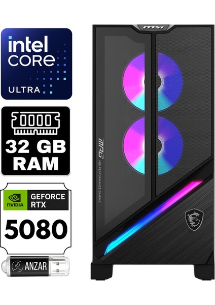 Msı Mpg Infınıte X3 Aı Intel Core Ultra 9 285K 32GB 2tb SSD Rtx 5080 16GB Windows 11 Pro Masaüstü Bilgisayar 2NUF7-01SEU-A898