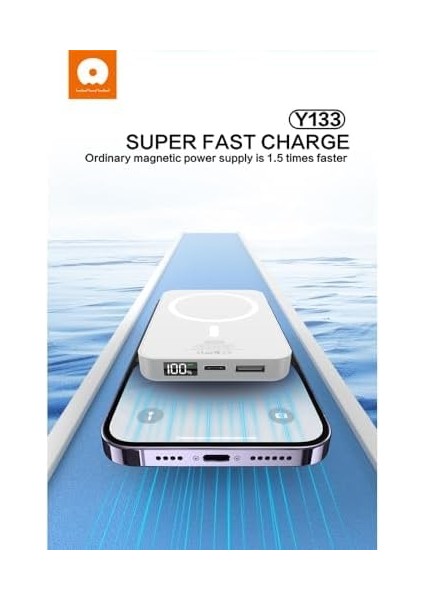 Y133 15W Pd Hızlı Sarj 10000MAH Mag-Safe Destekli Kablosuz Manyetik Powerbank