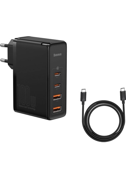 Gan2 Pro Hızlı Şarj Adaptörü 2c+2u 100W Eu, Siyah