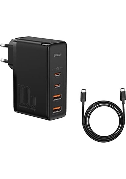 Gan2 Pro Hızlı Şarj Adaptörü 2c+2u 100W Eu, Siyah