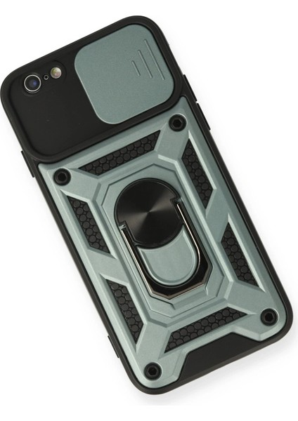 Apple iPhone 6 Kılıf Pars Lens Yüzüklü Silikon - Yeşil Nrmsa