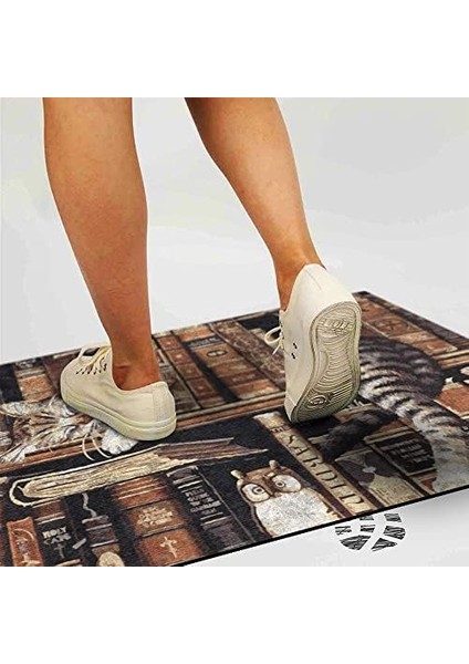 Tasarımlı Dekoratif Kapı Önü Paspas, Dış Mekan/ev Içi/banyo/mutfak/yatak Odası/giriş Paspasları (Uykucu Kedi, 40X60)