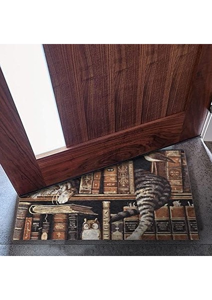 Tasarımlı Dekoratif Kapı Önü Paspas, Dış Mekan/ev Içi/banyo/mutfak/yatak Odası/giriş Paspasları (Uykucu Kedi, 40X60)