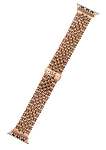 Jubilee Paslanmaz Çelik Metal Kordon, Apple Watch Series SE/11/10/9/8/7/6/5/3 ile Uyumlu, 46MM/45MM/44MM, Rose Gold