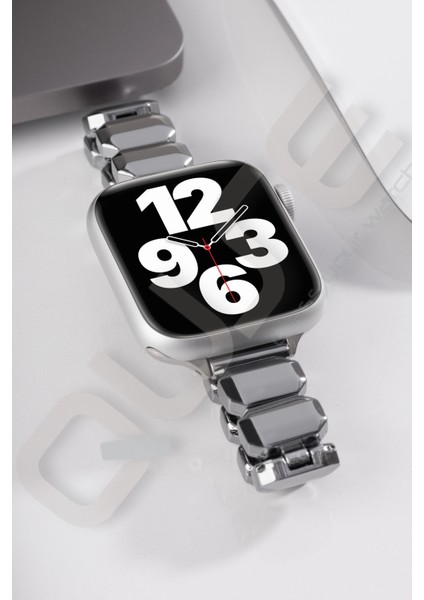 Oniks Serisi Çelik Kordon, Apple Watch Series SE/11/10/9/8/7/6/5/4/3 ile Uyumlu, 42MM/41MM/40M/38MM, Gümüş fiyatları