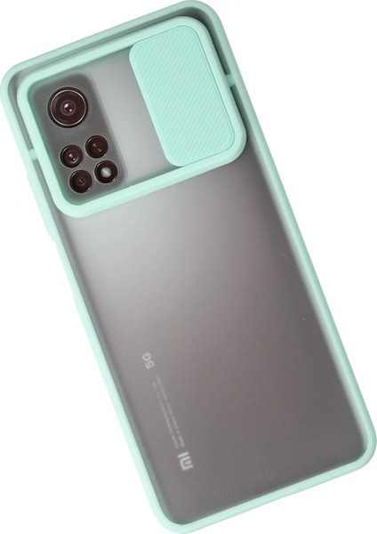Xiaomi Mi 10t Kılıf Palm Buzlu Kamera Sürgülü Silikon - Turkuaz Nrmsa