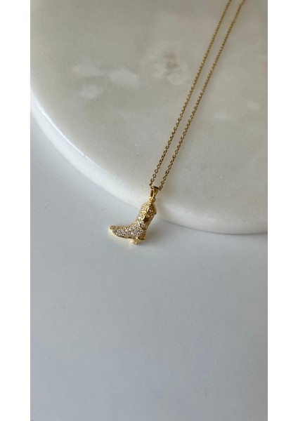Çelik Gold Vintage Taşlı Çizme Model Kolye fiyatları