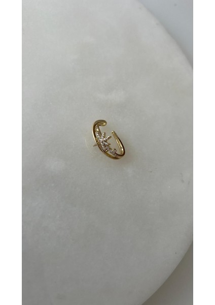 Zirkon Taşlı Kuzey Yıldızı Çelik Gold Deliksiz Kıkırdak Küpe fiyatları
