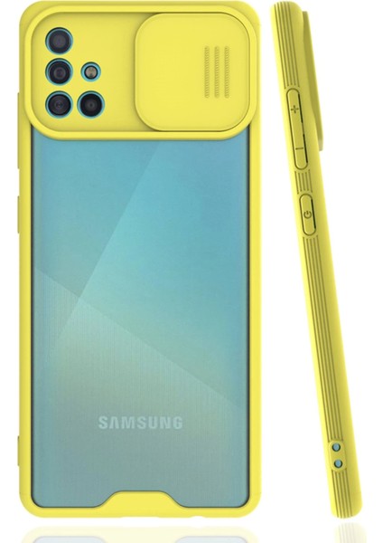 Samsung Galaxy A51 Kılıf Platin Kamera Koruma Silikon - Sarı Nrmsa