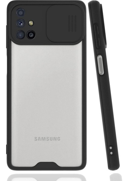 Samsung Galaxy M51 Kılıf Platin Kamera Koruma Silikon - Siyah Nrmsa