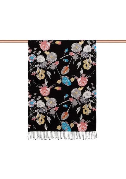 Göksu Sefası Desenli İpek Şal 05213 Siyah fiyatları