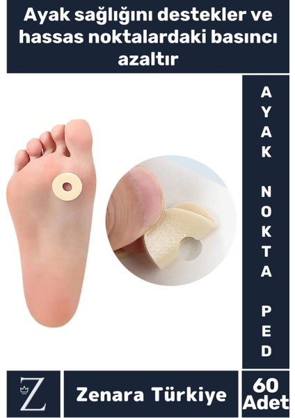 Gündelik Kullanım Konforlu Ayak Baskı Basınç Azaltıcı Sünger Yastık Ayak Nokta Pedi 60 Adet