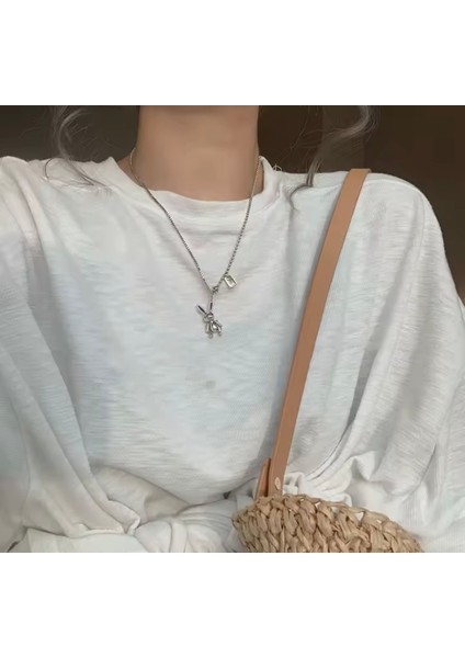 925 Silver Çift Katmanlı Tay Gümüş Kolye