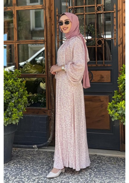 Scl Dik Yaka Desenli Kol Detay Elbise 10002511311014 Pembe