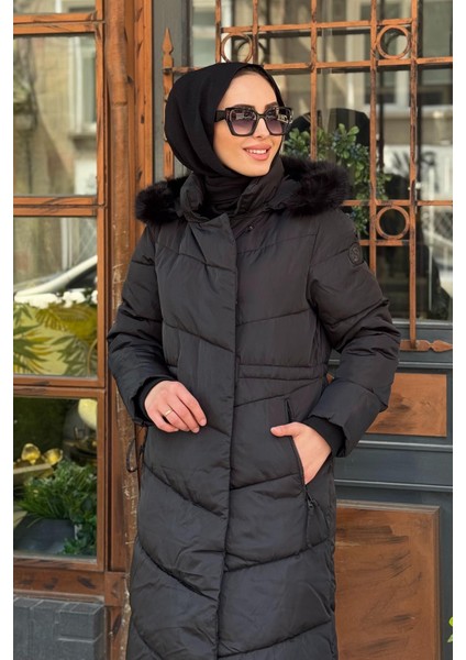 Fermuarlı Cep Detaylı Kapitone Mont KA-A24-27301 Siyah