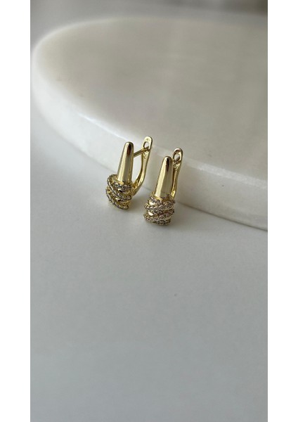 Zirkon Taşlı Altın Kaplama Xuping Marka Gold Küpe