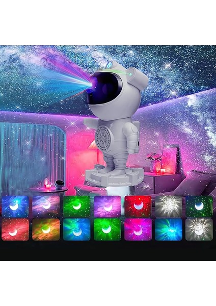 Astronot Yıldız Projektör & Kablosuz Hoparlör | Kumandalı Galaksi Gece Lambası