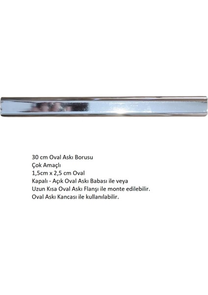 Oval Askı Borusu, 30 Cm, Parlak Metal, Mutfak, Banyo, Vestiyer, Portmanto, Çok Amaçlı