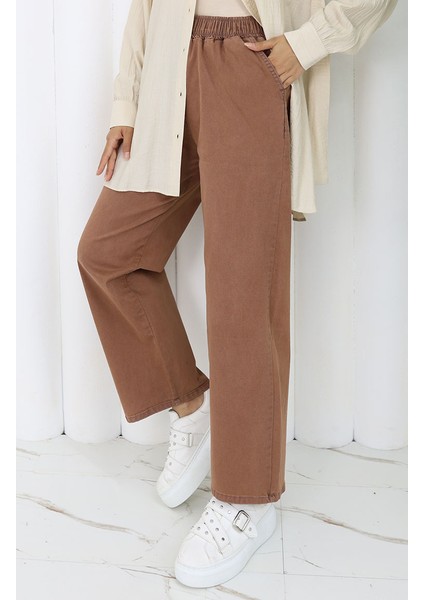 Beli Lastikli Kot Pantolon 9633-10 Koyu Kahverengi modelleri