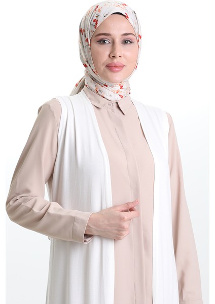 Mevsimlik Uzun Basic Yelek Büyük Beden Anne Yelek 8748-A04 Kırık Beyaz modelleri