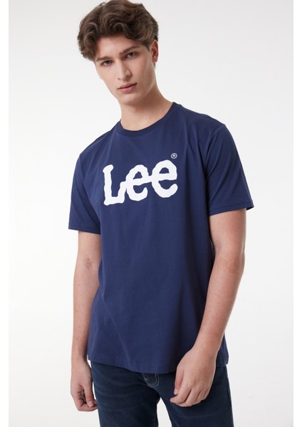 L65QAI Big Logo Lee Erkek T-Shirt L65QAIEE Navy