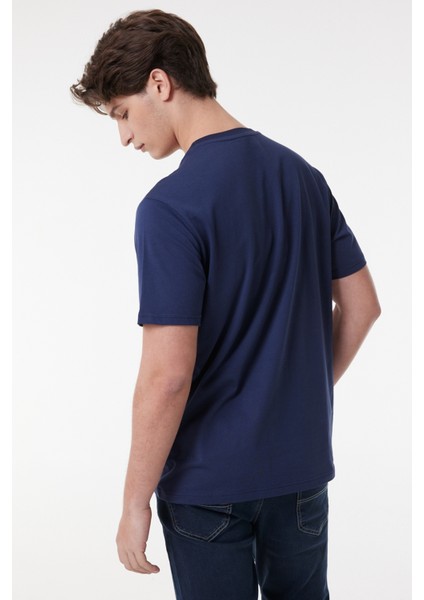 L65QAI Big Logo Lee Erkek T-Shirt L65QAIEE Navy