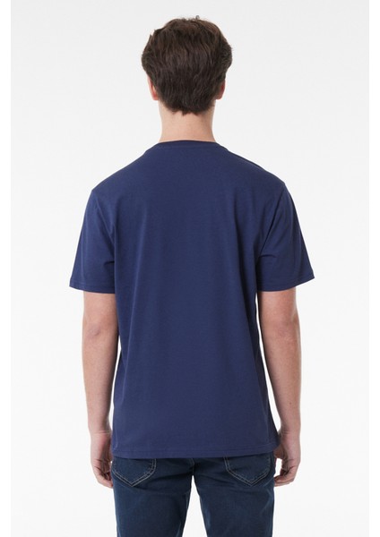 L65QAI Big Logo Lee Erkek T-Shirt L65QAIEE Navy