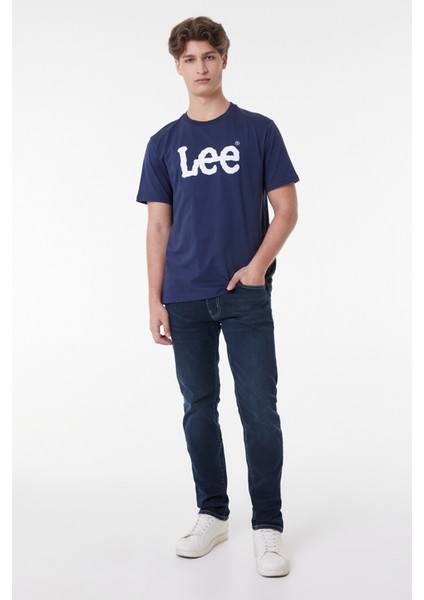 L65QAI Big Logo Lee Erkek T-Shirt L65QAIEE Navy