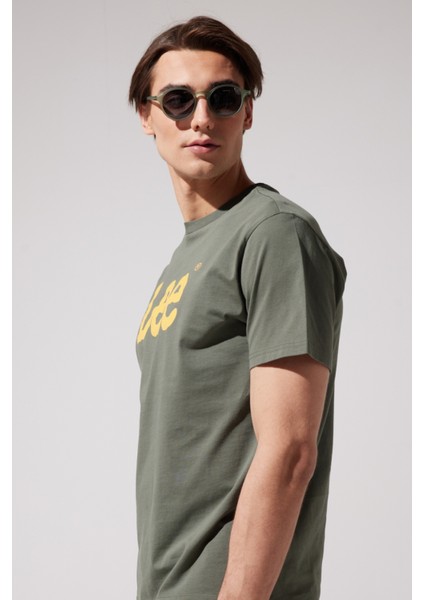 L65QAI Big Logo Lee Erkek T-Shirt L65QAI801 Khaki modelleri