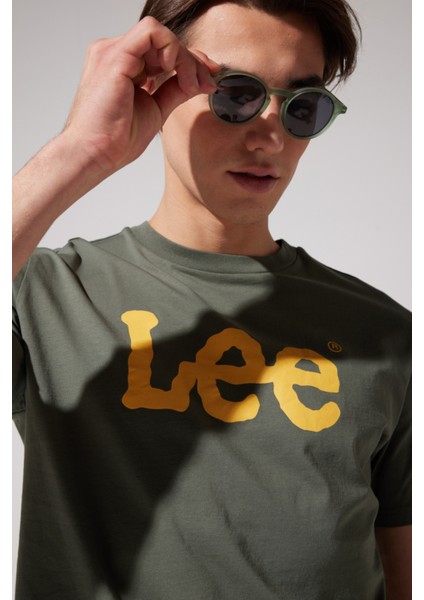 L65QAI Big Logo Lee Erkek T-Shirt L65QAI801 Khaki fırsatları