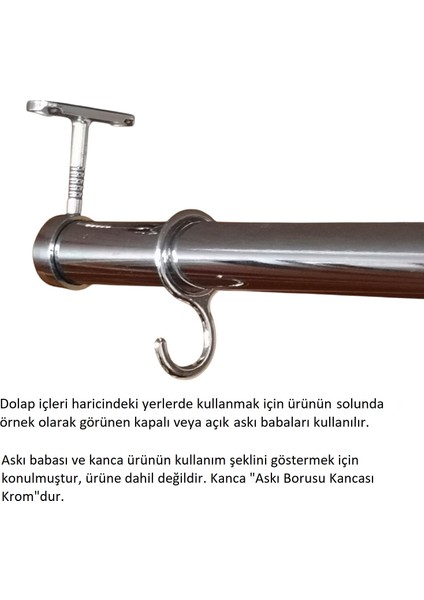 Yuvarlak Askı Borusu, 30 Cm, Parlak Metal, Mutfak, Banyo, Vestiyer, Portmanto, Çok Amaçlı modelleri