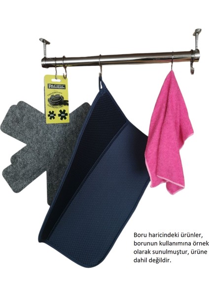 Yuvarlak Askı Borusu, 30 Cm, Parlak Metal, Mutfak, Banyo, Vestiyer, Portmanto, Çok Amaçlı indirimleri