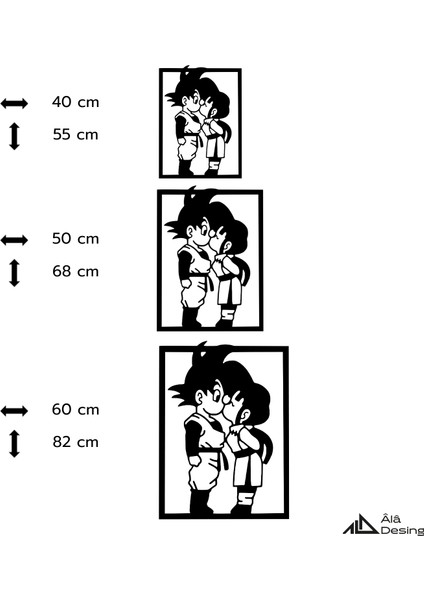 Goku And Chichi Temalı Ahşap Duvar Tablosu