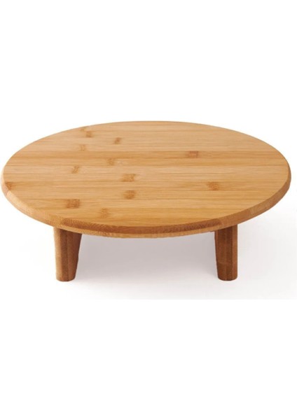 Ayaklı Yuvarlak Kesim Panosu Bambu - Sofra -36CM * 8cm