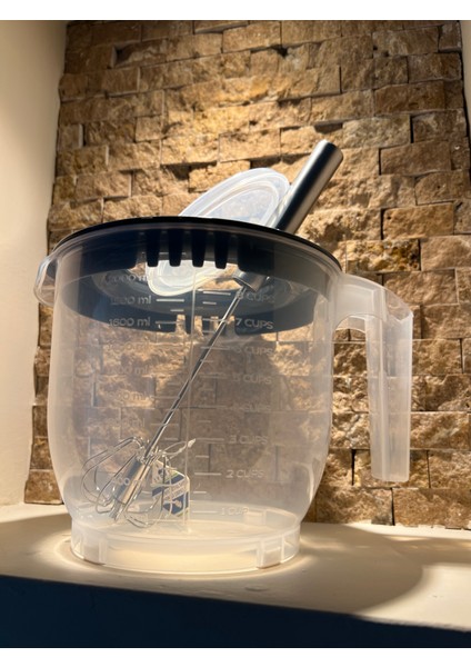 Kapaklı Mikser Blender Kabı Çırpıcı Hediyeli Sıçratmayan Çırpma Mikser Kabı Bpa Free Kaydırmaz Tabanlı Sert Plastik